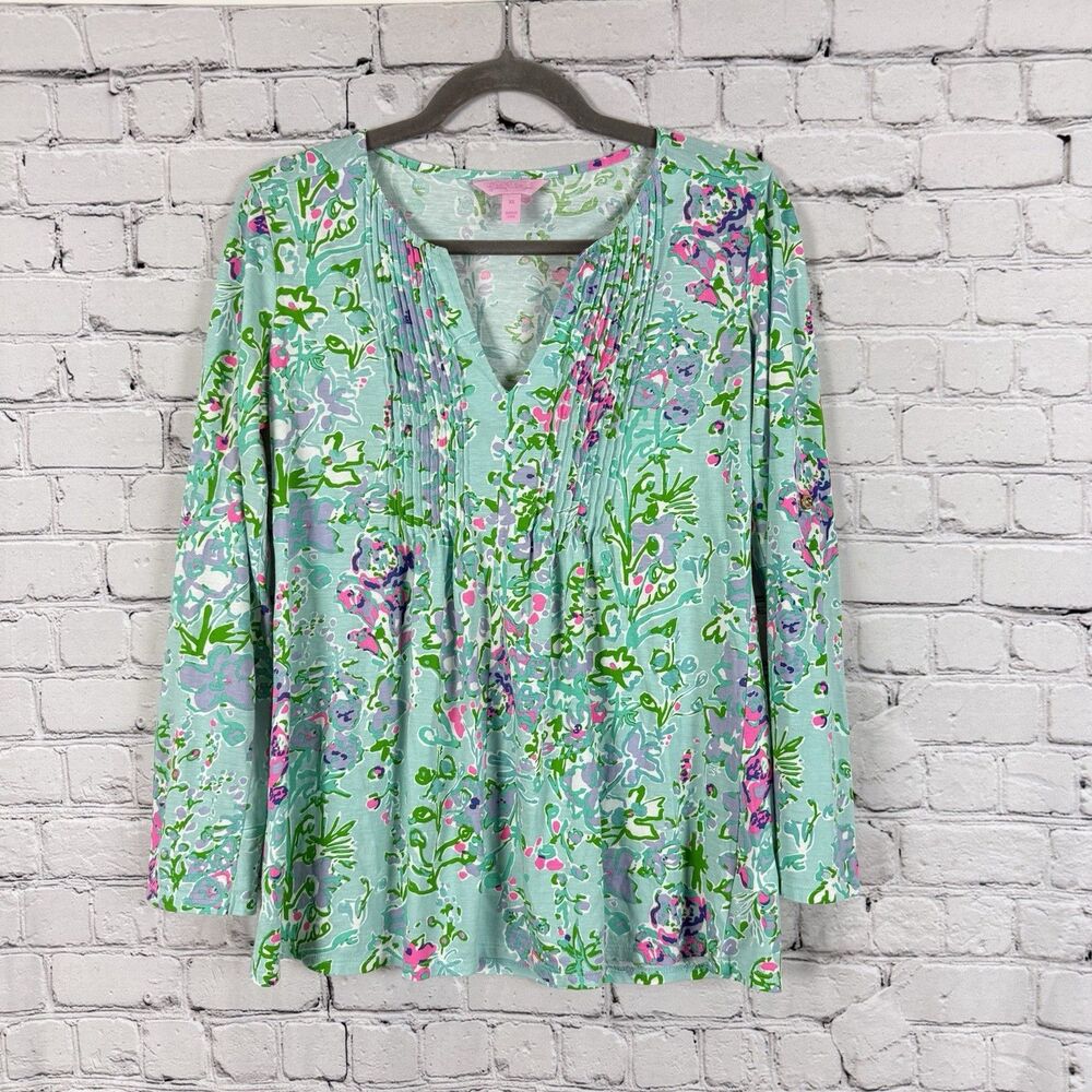 Lilly Pulitzer Size XS Braylen Roll Sleeve Top 100% Pima Cotton Southern Charm